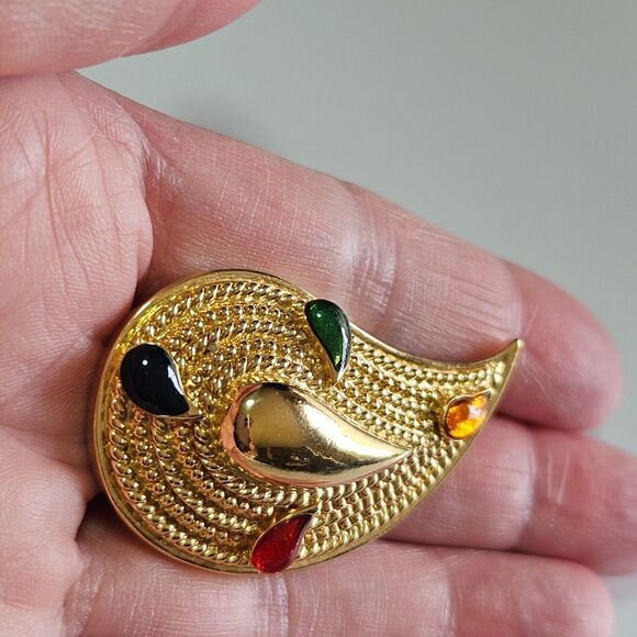 Avon Vintage Gold Tone Swoosh Brooch - Picture 3 of 9